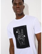 ARMANI EXCHANGE Стандартна тениска с фигурален принт - Черен/Бял