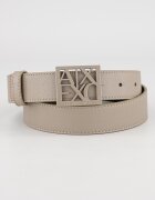 ARMANI EXCHANGE Тънък колан от еко кожа с тока с игла и лого Черен/Светло кафяво