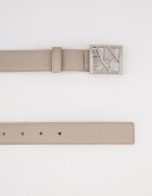 ARMANI EXCHANGE Тънък колан от еко кожа с тока с игла и лого Черен/Светло кафяво