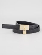 ARMANI EXCHANGE Тънък колан от еко окжа с аксесоар-катинарче Черен
