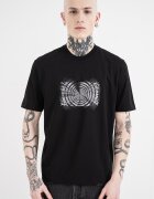 ARMANI EXCHANGE Тениска с овално деколте и графика Черен/Мръснобял
