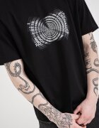 ARMANI EXCHANGE Тениска с овално деколте и графика Черен/Мръснобял