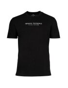 ARMANI EXCHANGE Тениска с овално деколте и лого - Бял/Черен