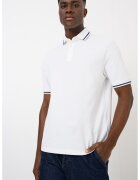 ARMANI EXCHANGE Тениска с яка и контрасти - Бял/Петролно синьо