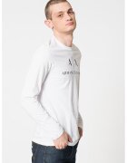 ARMANI EXCHANGE Вталена памучна блуза - Бял/Тъмносин