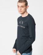 ARMANI EXCHANGE Вталена памучна блуза Бял/Тъмносин