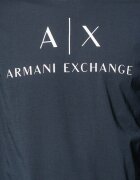 ARMANI EXCHANGE Вталена памучна блуза Бял/Тъмносин