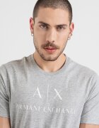ARMANI EXCHANGE Вталена памучна тениска с лого Бял/Сив меланж