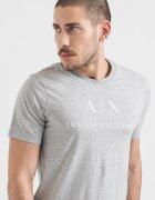 ARMANI EXCHANGE Вталена памучна тениска с лого Бял/Сив меланж