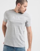 ARMANI EXCHANGE Вталена памучна тениска с лого Бял/Сив меланж