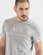 ARMANI EXCHANGE Вталена памучна тениска с лого Бял/Сив меланж