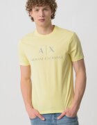ARMANI EXCHANGE Вталена памучна тениска с лого Светло жълто
