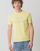 ARMANI EXCHANGE Вталена памучна тениска с лого Светло жълто