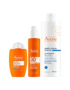 Avene Пакет – Слънцезащитен флуид за лице SPF 50+ 50 мл + Невидим спрей SPF 30 - 200 мл + Лосион за след слънце - 400 мл