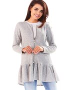 awama Дълга жилетка - Сива - L-XL - Практичен цип - Елегантен волан - Вталява силуета - Защита от студ - Шикозен вид - Първокласен комфорт - Модерен ...