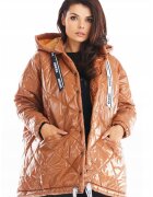 awama Дамско ватирано яке - oversized - Polyester - Beige -