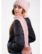 awama Комплект шапка с шал - Cz07 - Розов - Универсален размер