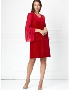 BAROCCA Кадифена къса рокля Aspasia с плисирани ръкави - Червен