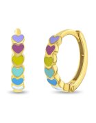 Bebe Gold 14-каратови златни обеци за деца и тийнейджъри - модел Каскада от сърца" с многоцветен емайл - закопчаване тип "тортичка""