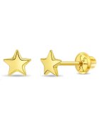 Bebe Gold 14k златни детски кръгли обеци със звезда със сигурно закопчаване на винт
