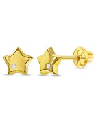 Bebe Gold 14k златни диамантени обеци във формата на звезда за бебета - малки деца и момичета - 5 mm - здраво затваряне на винт