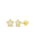 Bebe Gold 14K златни обеци за деца - с резба и защита - форма на звезда със седеф