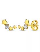 Bebe Gold 14K златни обеци за тийнейджъри / възрастни - модел съзвездие с CZ камъни - закопчаване тип пеперуда
