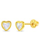 Bebe Gold 14k златни перлени обеци във формата на сърце - за бебета - малки деца и момичета - сигурно затваряне на винт