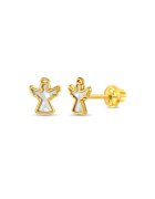 Bebe Gold Ангелски обеци със седеф - 14k злато - за деца - здраво закопчаване на винт