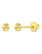 Bebe Gold Бебешки обеци от 14-каратово злато - модел Classic Ball 3 мм - резба и защитно затваряне