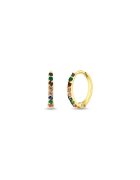 Bebe Gold Детски обеци от 14K злато - кръгъл модел с многоцветни CZ камъни - тортита 11 mm