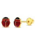 Bebe Gold Детски обеци от 14K злато - модел Калинка - резба и защитно затваряне