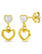 Bebe Gold Обеци от 14К злато за модел Heart to Heart Dangle с CZ камък с