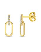 Bebe Gold Обеци от 14К злато за тийнейджъри и възрастни - модел Щипка с прозрачен кубичен цирконий - закопчаване с пеперуда