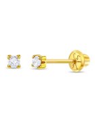 Bebe Gold Обеци с камък с кубичен цирконий - монтирани в 4 шипове от 14k злато - здраво закопчаване на винт