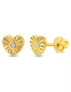 Bebe Gold Обеци със сърце и слънчев лъч - 14k злато - прозрачен кубичен цирконий - здраво затваряне на винт