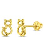 Bebe Gold Обеци във формата на коте от 14K жълто злато - здраво затваряне на винт