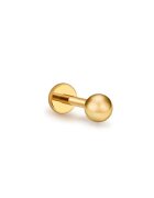 Bebe Gold Пиърсинг лабрет от 14K злато - модел топка 2мм - с резба и плосък гръб