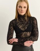 Bianco Lucci Дамска блуза Floral Slim Fit черна текстил