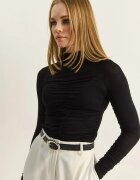Bianco Lucci Дамска блуза Slim Fit полу-поло яка черна трико
