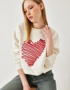 Bianco Lucci Дамски суичър HiCCUP памучен с кръгла яка бежов