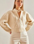 Bianco Lucci HiCCUP жилетка къса с цип текстуриран модел плетена Beige Natural