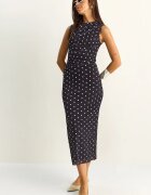 Bianco Lucci Миди рокля Bodycon Черно Полиестер На точки