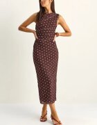 Bianco Lucci Рокля Midi Bodycon на точки кафява полиестер