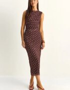 Bianco Lucci Рокля Midi Bodycon на точки кафява полиестер