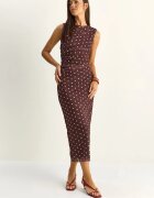 Bianco Lucci Рокля Midi Bodycon на точки кафява полиестер
