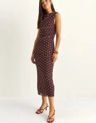 Bianco Lucci Рокля Midi Bodycon на точки кафява полиестер