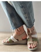 BIO FLEX Дамски Ежедневни Сандали 17-1010 Бежови + Цветни - Бежови