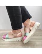 BIO FLEX Ежедневни дамски сандали Fr-404 розов с металик зелен и бежов - розов