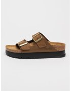 Birkenstock Чехли Arizona Pap с равна платформа - Златист/Тъмнокафяв